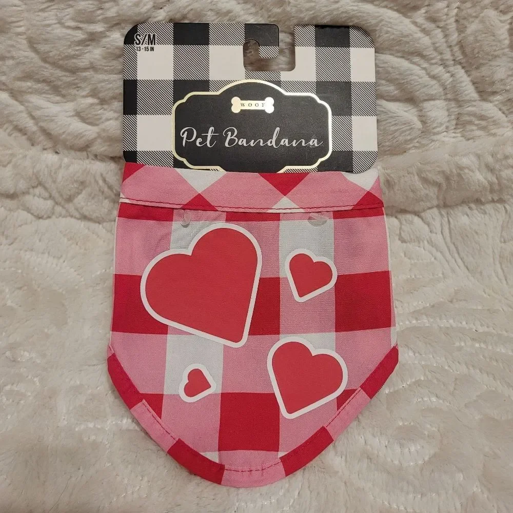 Woof Hearts and Love Pet Bandana Adjustable Neck Small - Medium Dogs Cats New